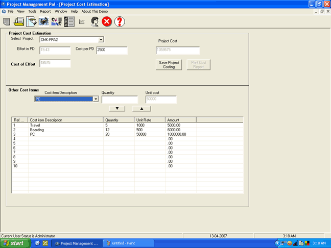 Cost estimation